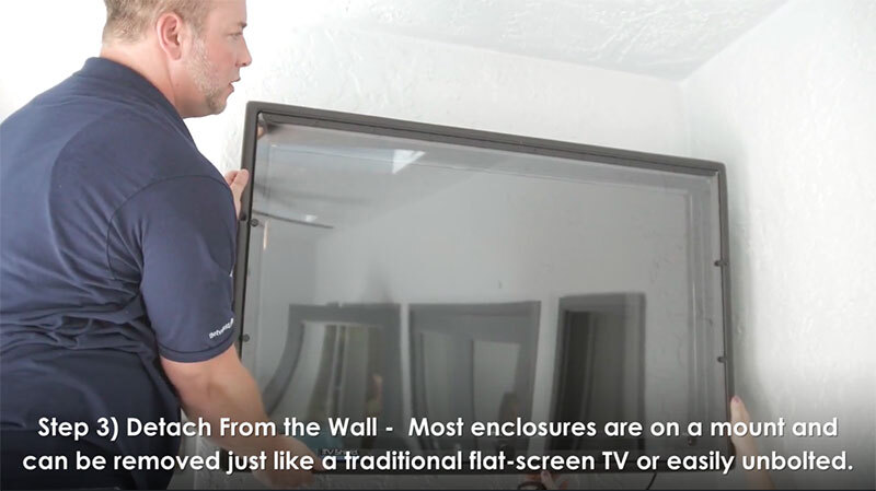 How to uninstall a lightweight outdoor TV enclosure and cover